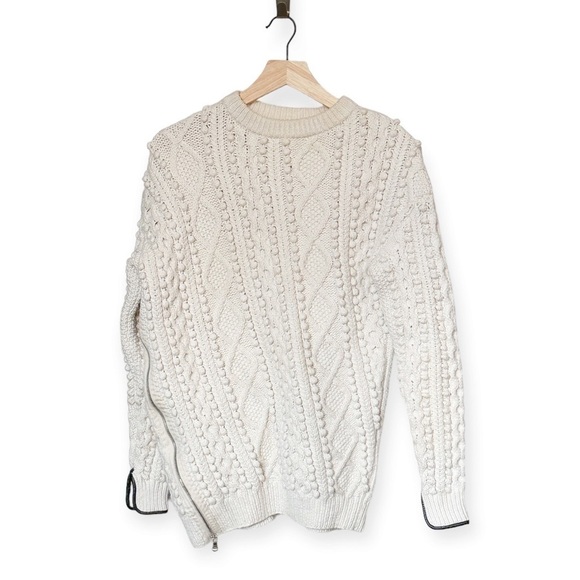 3.1 Phillip Lim cotton blend cable knit side zip sweater, Size XS, Ivory - Picture 2 of 14